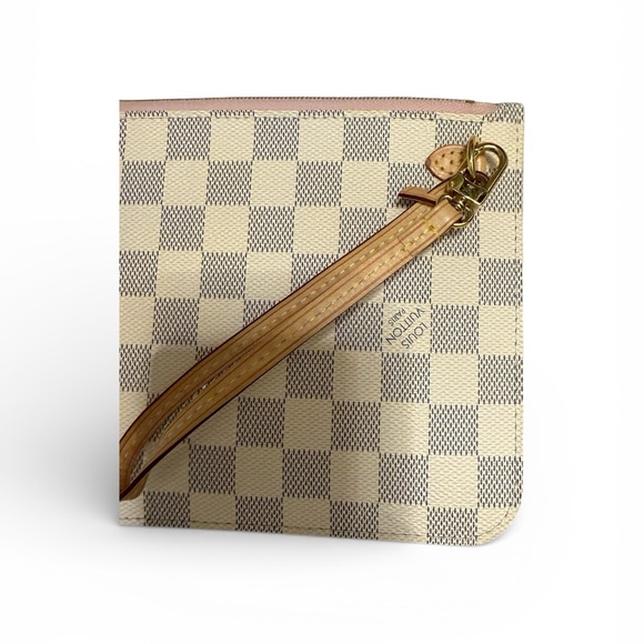 Louis Vuitton Damier Azur Checkered Neverfull Clutch Wristlet - Picture 6 of 9